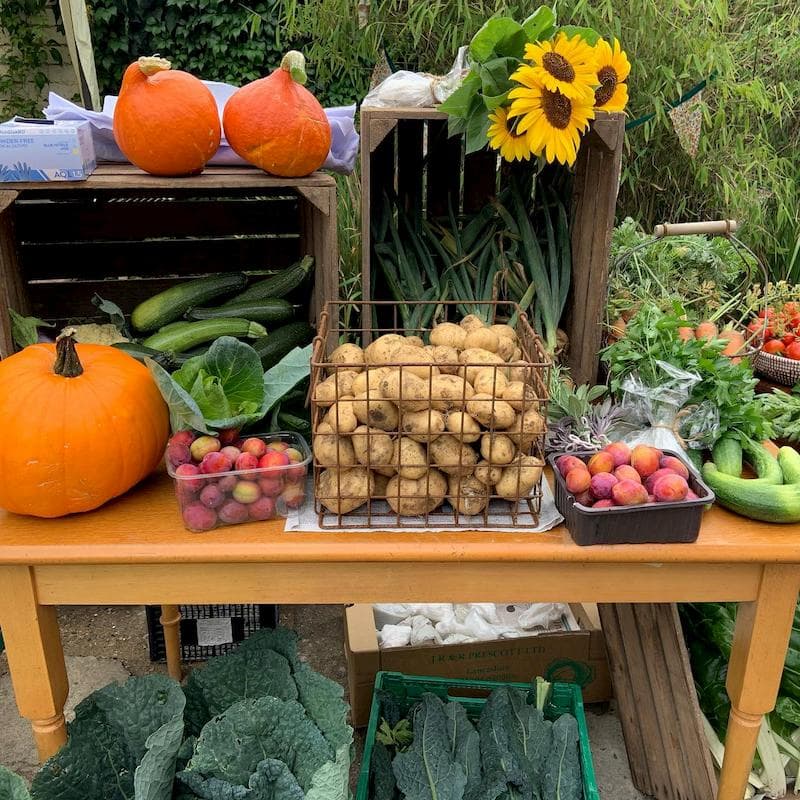 Fresh potatoes, pumpkins and other produce