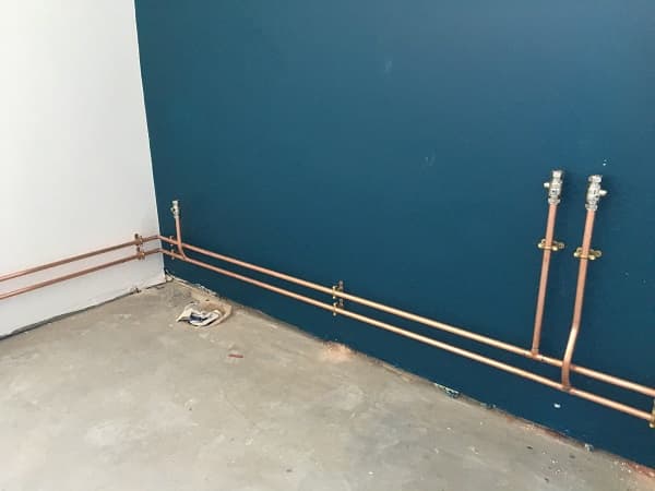 Water and waste plumbing installed