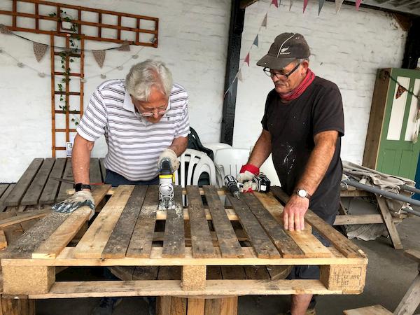 Jim and John making the additional bike rack