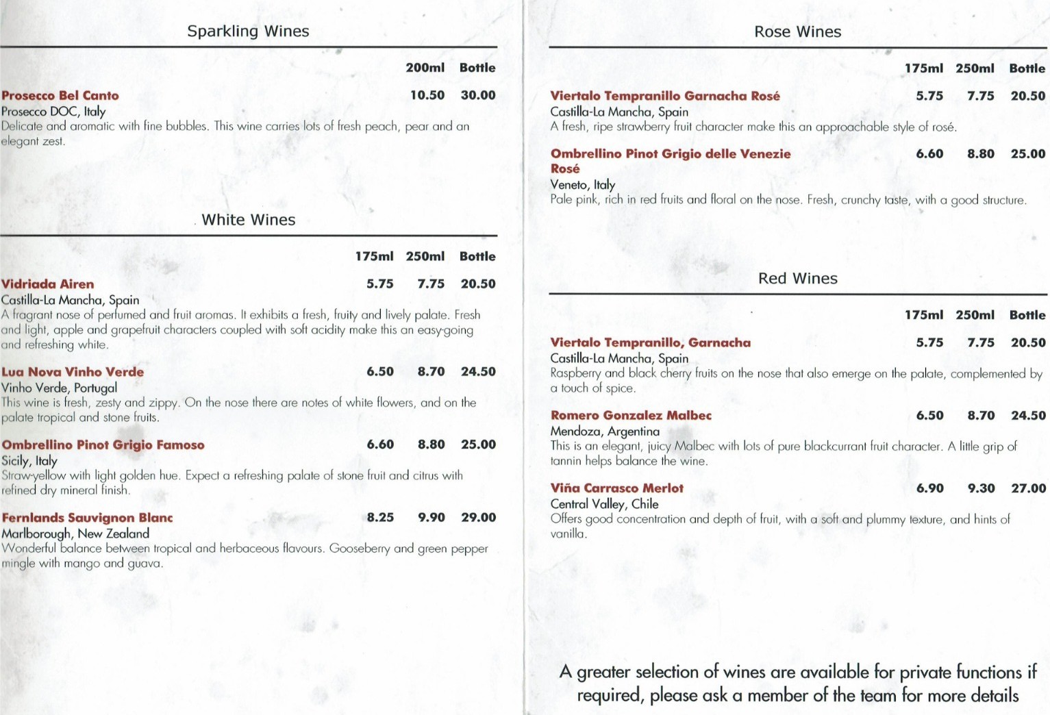 Wine List (May 2025