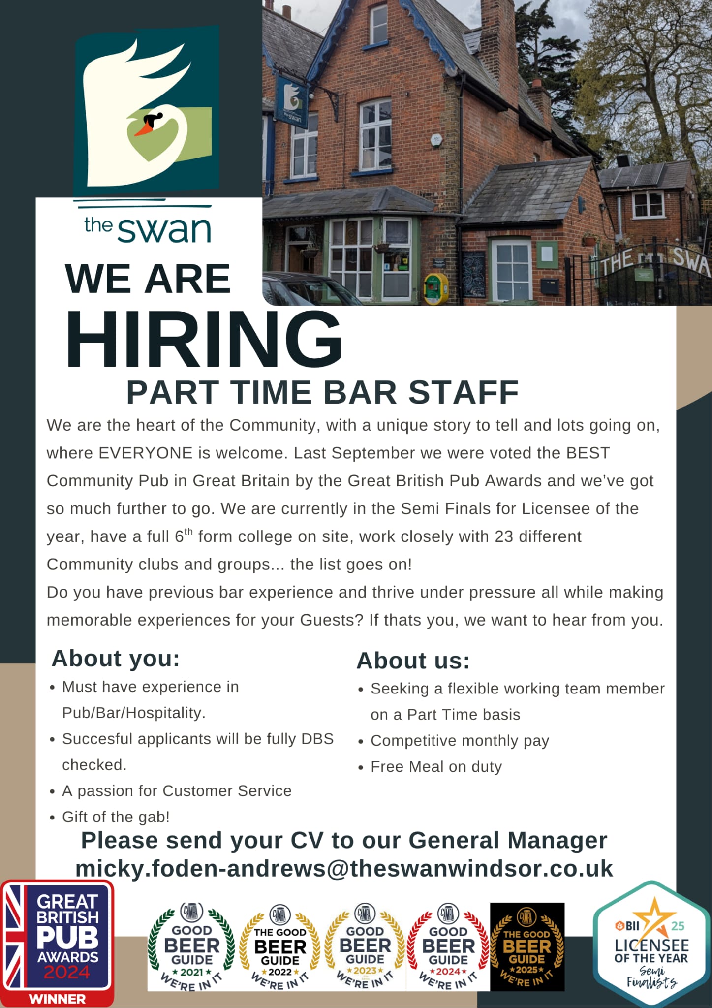 Careers available at The Swan in April 2025