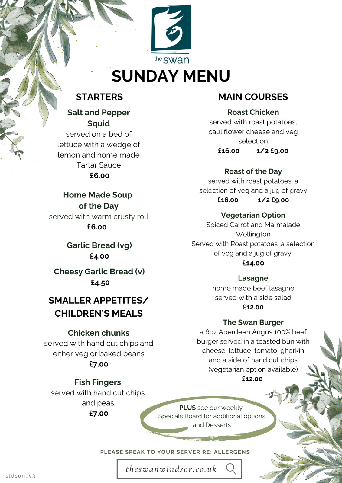 Sunday Menu v3