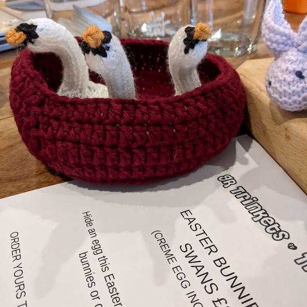 Hand knitted Swans