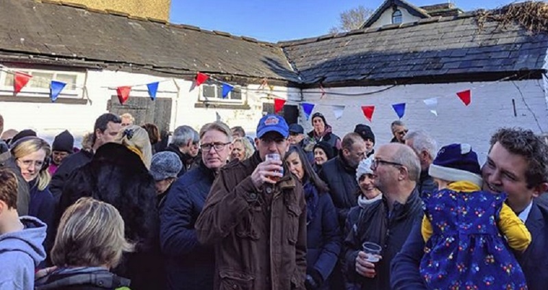 Supporters enjoying a wee beer