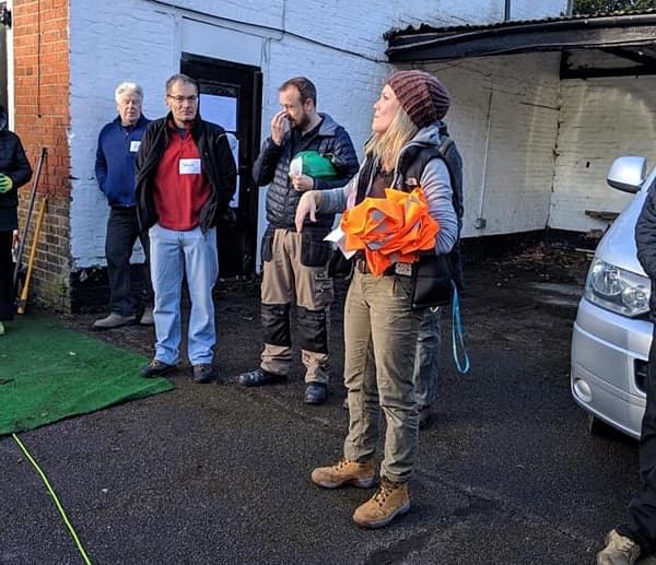 Lexie giving the safety briefing to the volunteers