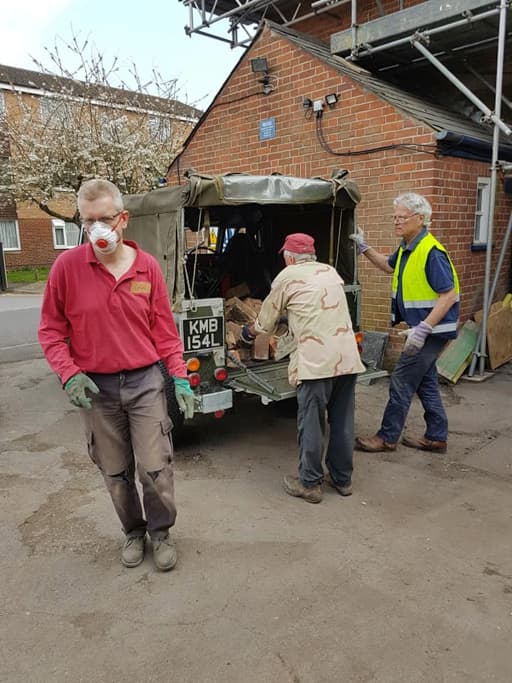 Filling up the van with wood