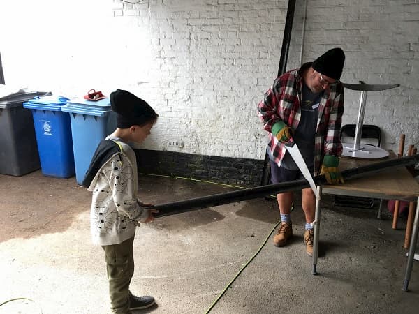 Dad being supervised