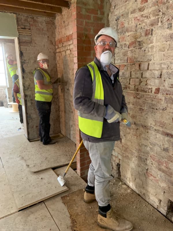 Cleaning walls in the bar