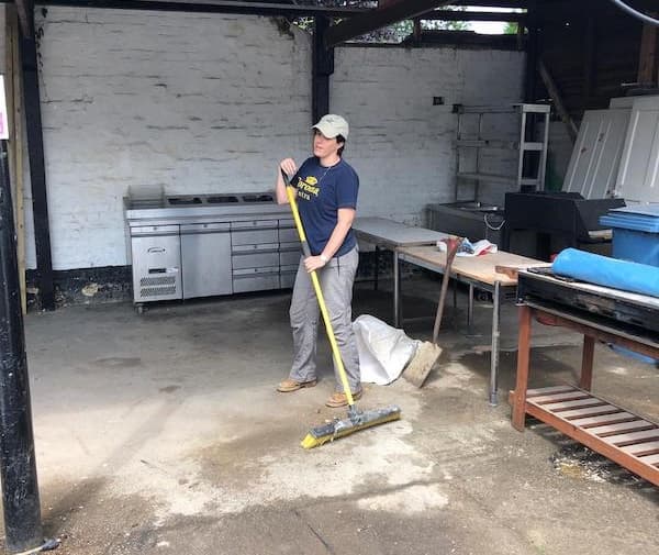 Prepping the BBQ food area