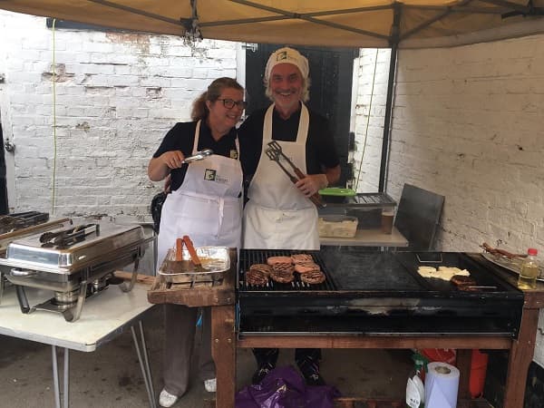 Tony and Rachel Cross cooking on bank holiday Monday