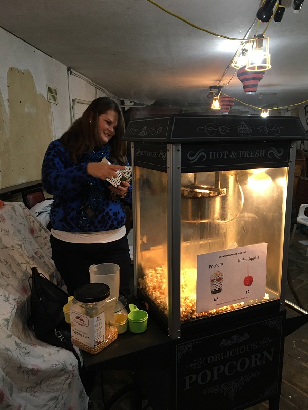 Louise making popcorn