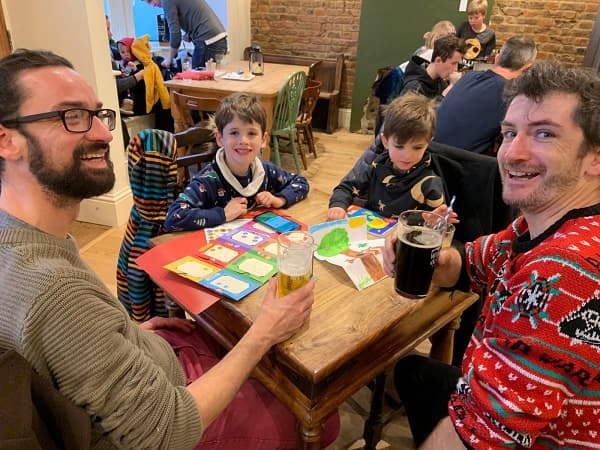 Dads and Sons playing board games