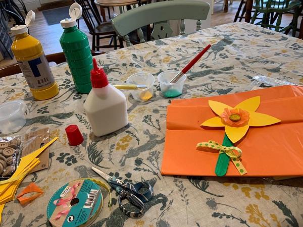 The table used with all the tools for the day