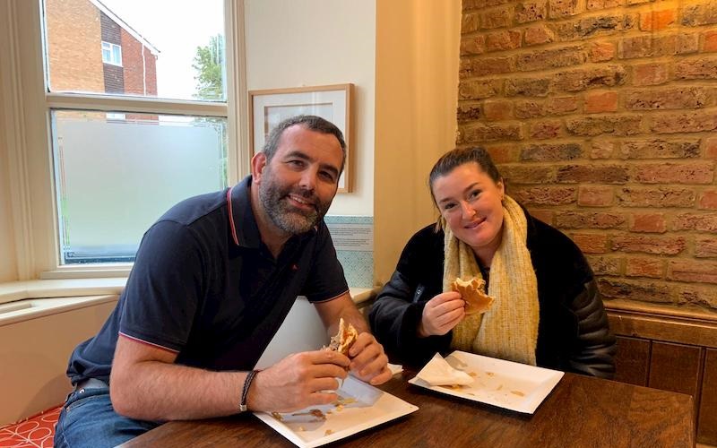 Couple enjoy the BBQ food