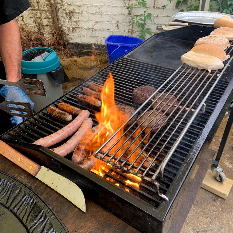 Flames leaping out of the BBQ