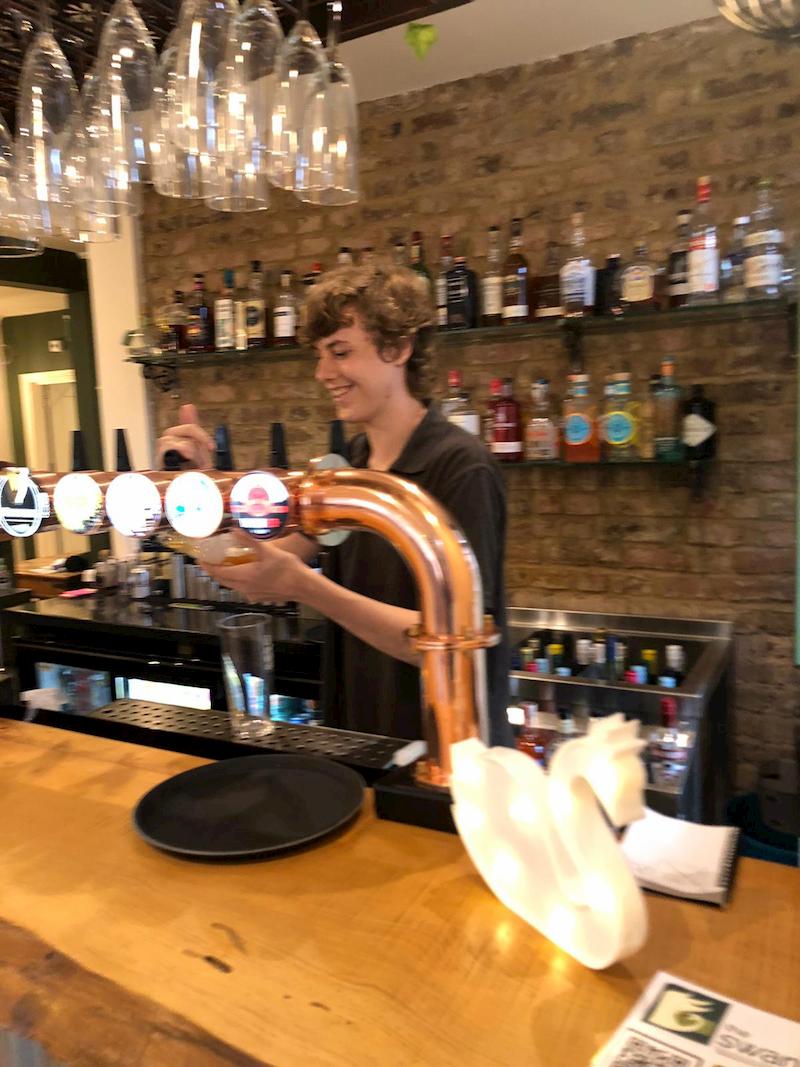 Michael behind the bar