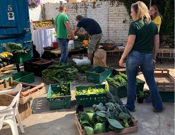 Green Room preapring their produce stall