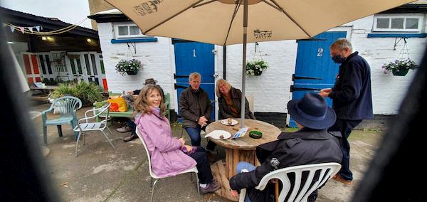 Coffee regulars came down to offer their support