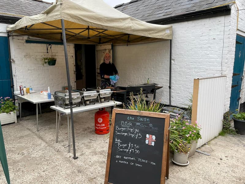 The BBQ being prepared