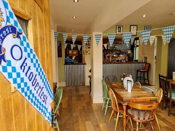 Front door had an Oktoberfest banner