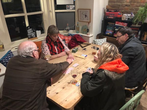 Cribbage players on the big table