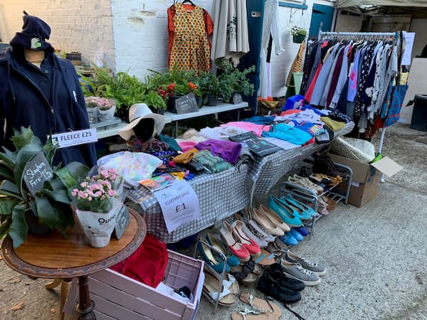 A closer look at the clothes stall