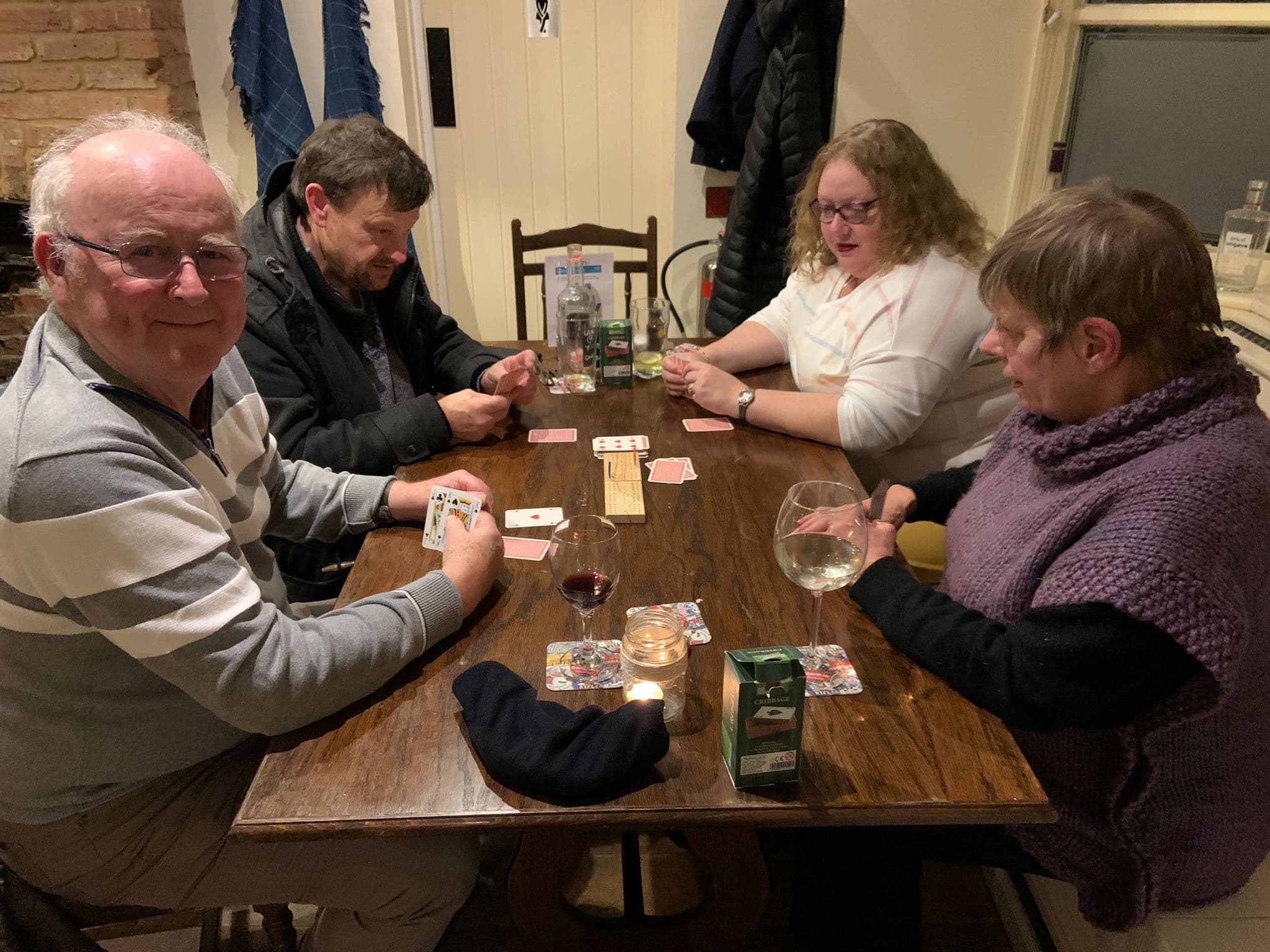 Cribbage players on the big table