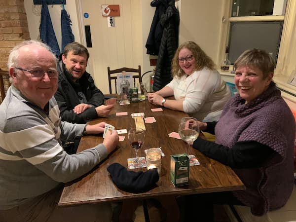 Cribbage players on the big table