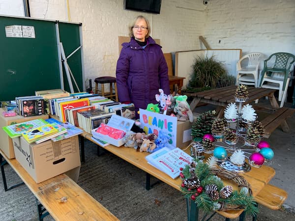 Dawn with her used book stall