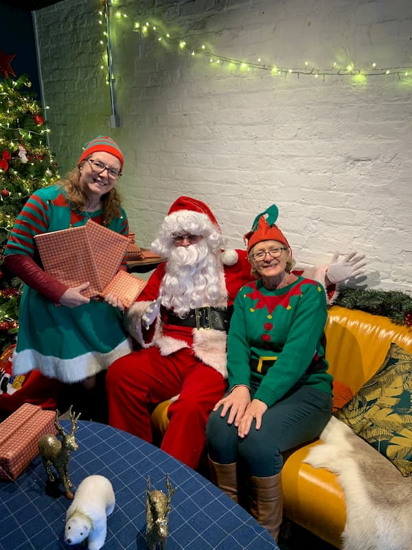 Santa and his two helpers