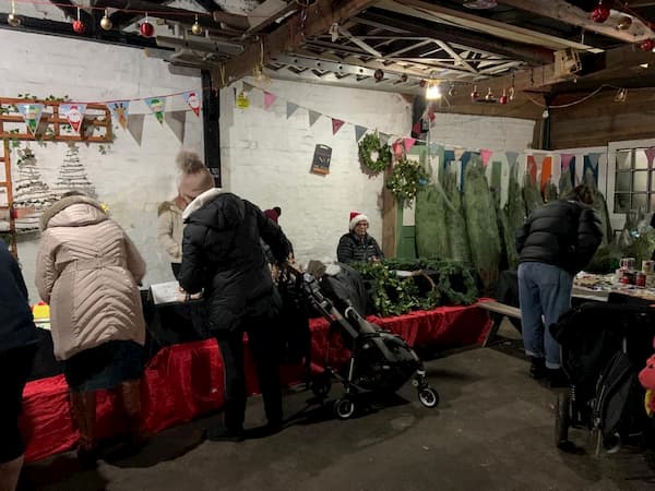 People were picking up Christmas trees