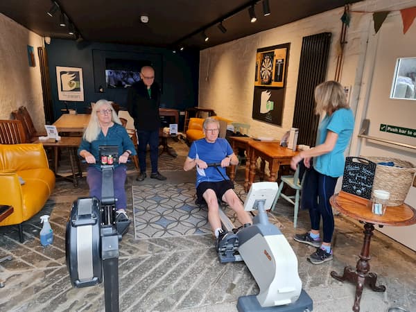 Teams of people turned up to use the two rowing machines