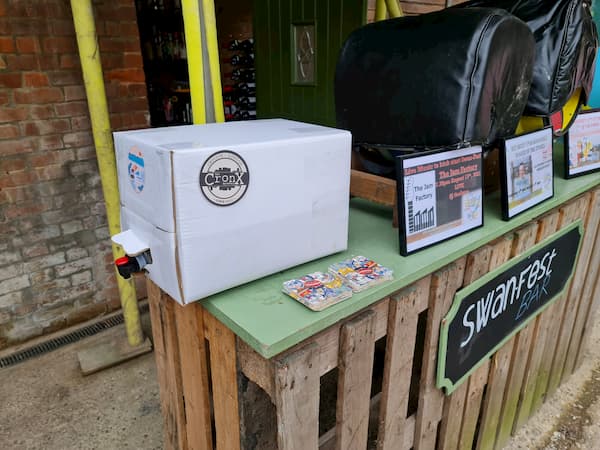 Guest beers and ciders on the temporary bar