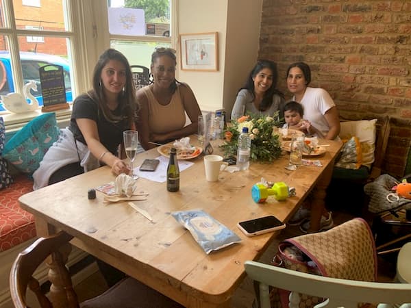 Family inside the pub