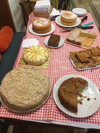 Spread of home baked cakes for the coffee morning