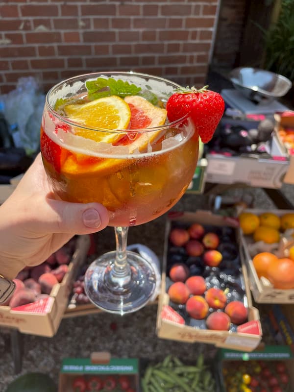 A deliious looking glass of cold Pimms.