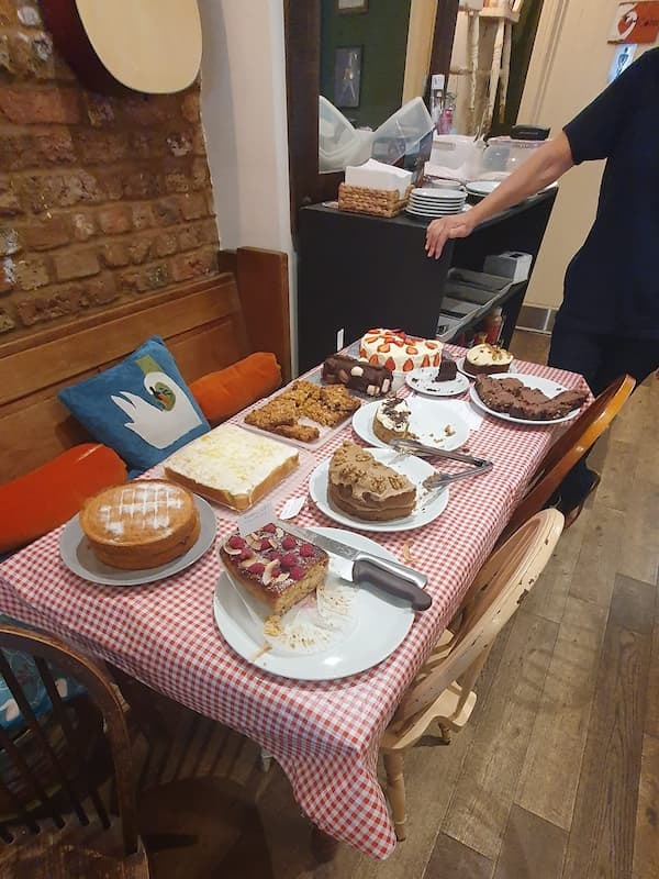 The spread of donated cakes.