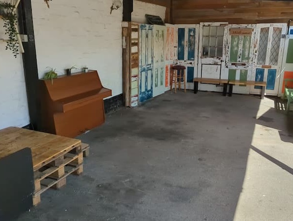 The dance floor under The Cow Shed.