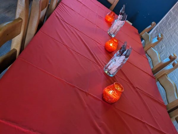 Tables were decorated.