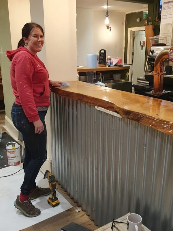 Polishing the bar top