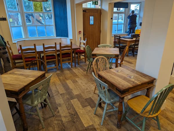 Inside The pub facing the front of the building