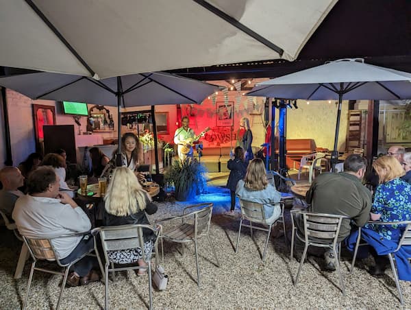 Packed Courtyard for the live music.