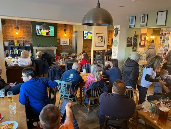 All the TVs were in pub and outside were covering the rugby.