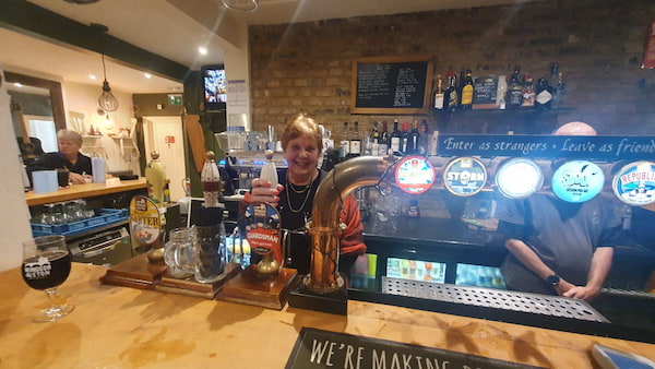 Ex-landlady Libby McGrath behind The Bar at The Swan.