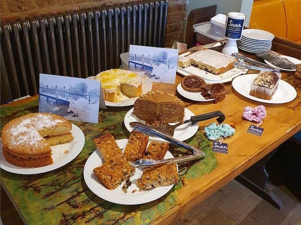 Cake spread before the coffee morning started.
