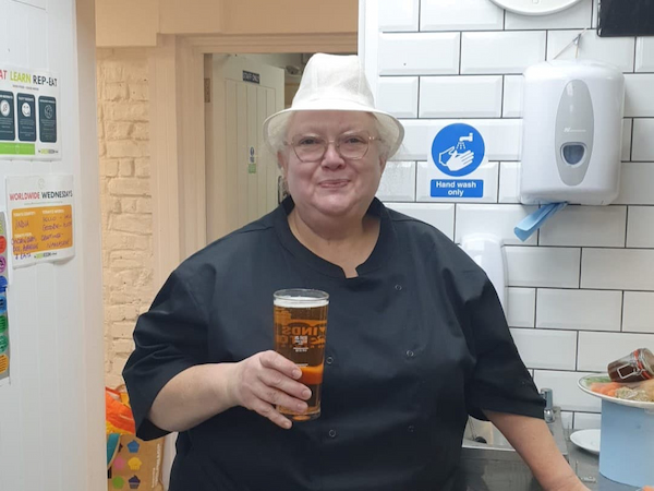 Chef Louise with a well deserved pints.