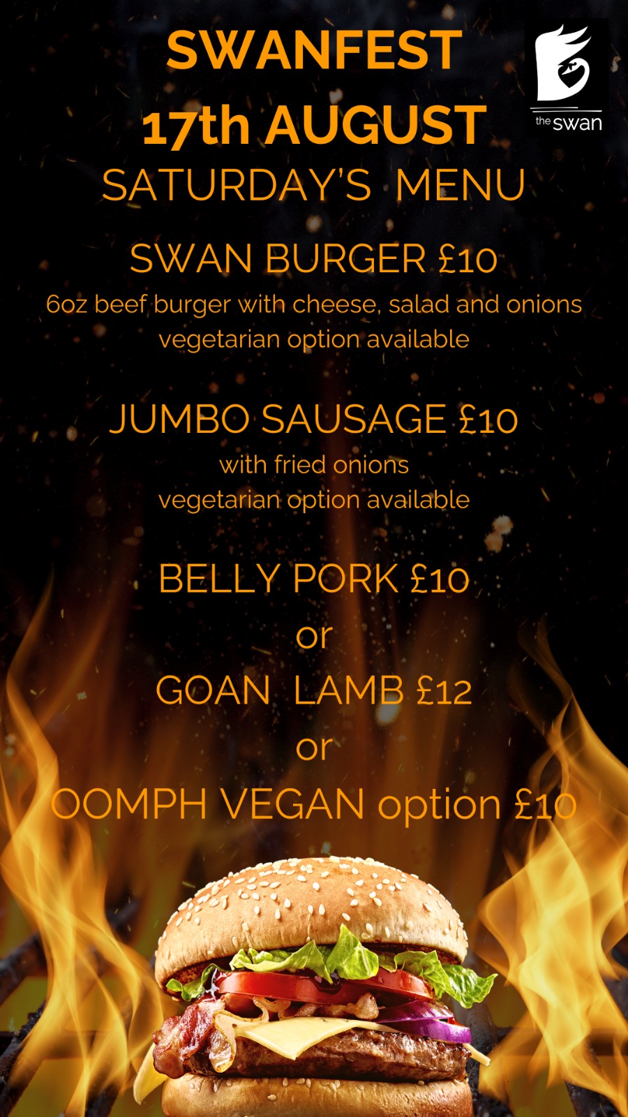 Saturday Menu at SwanFest