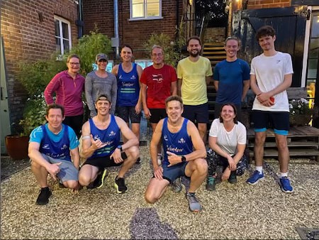 The runners back at The Swan ready for a refreshing a pint