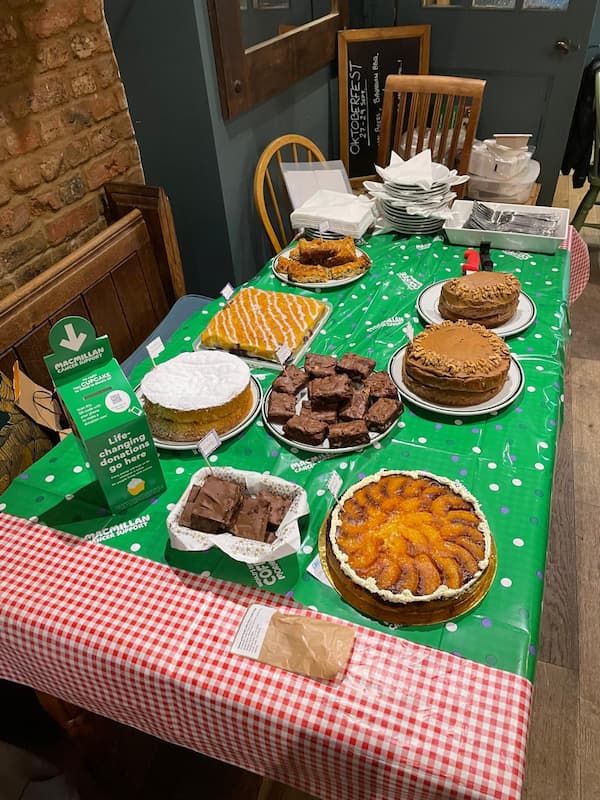 The cake table for the Macmillan Coffee Morning