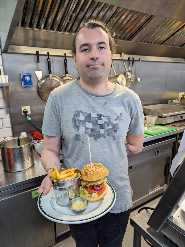 Harry with one of his burgers